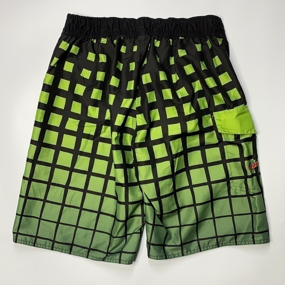 Mountain Dew Black Green Check Swim Trunks Size 36 - Picture 2 of 8